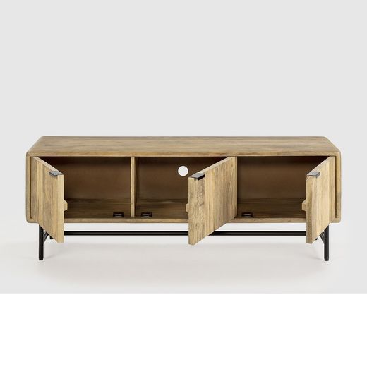 Mobile TV, 145 x 40 x 50 cm, in legno e metallo naturale e nero | Collezione Mundra