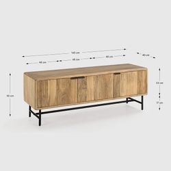 Mobile TV, 145 x 40 x 50 cm, in legno e metallo naturale e nero | Collezione Mundra
