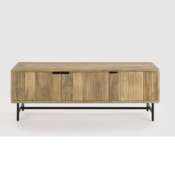 Mobile TV, 145 x 40 x 50 cm, in legno e metallo naturale e nero | Collezione Mundra