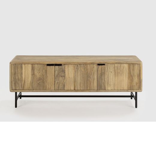 Mobile TV, 145 x 40 x 50 cm, in legno e metallo naturale e nero | Collezione Mundra