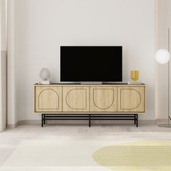Mueble TV, 149,5 x 35 x 56,5 cm, de madera  en color roble | Colección Giana