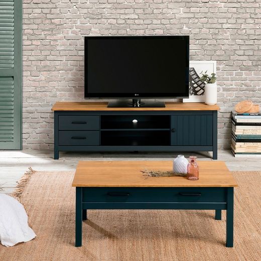 Mobile TV, 158 x 40 x 47 cm, in legno di pino blu | Collezione Miranda
