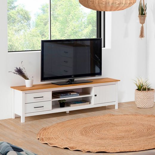 Mobile TV, 158 x 40 x 47 cm, in legno di pino bianco | Collezione Miranda