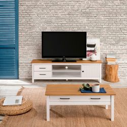 Mobile TV, 158 x 40 x 47 cm, in legno di pino bianco | Collezione Miranda