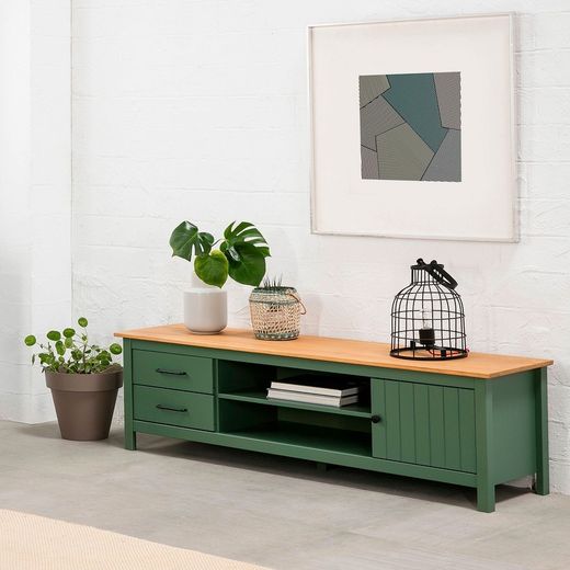 Mobile TV, 158 x 40 x 47 cm, in legno di pino verde | Collezione Miranda