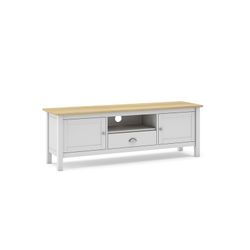 Mueble TV, 158 x 40 x 53 cm, de madera de pino en blanco  | Colección Misti