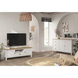 Mobile TV, 158 x 40 x 53 cm, in legno di pino bianco | Collezione Misti