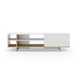 TV-Möbel, 160 x 35,6 x 44 cm, aus Holz in Weiß und Naturfarbe | Kollektion Cequoia