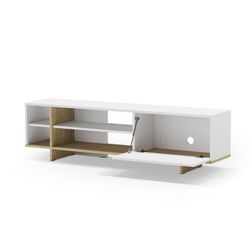 TV-Möbel, 160 x 35,6 x 44 cm, aus Holz in Weiß und Naturfarbe | Kollektion Cequoia