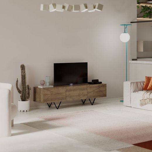 Mobile TV, 160 x 37 x 42,8 cm, in legno colore noce | Collezione Connie