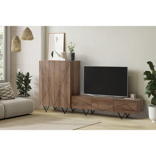 Mobile TV, 160 x 37 x 42,8 cm, in legno colore noce | Collezione Connie