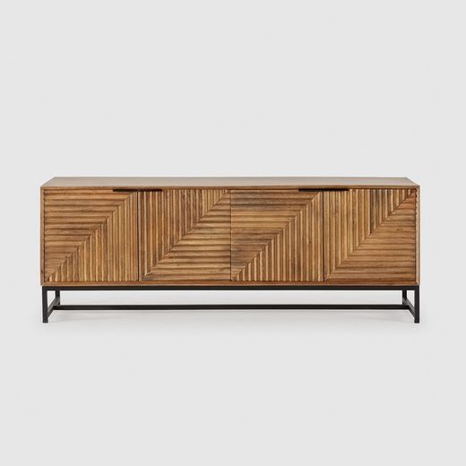 Mueble TV, 160 x 40 x 58 cm, de madera de mango en natural | Colección Nereida