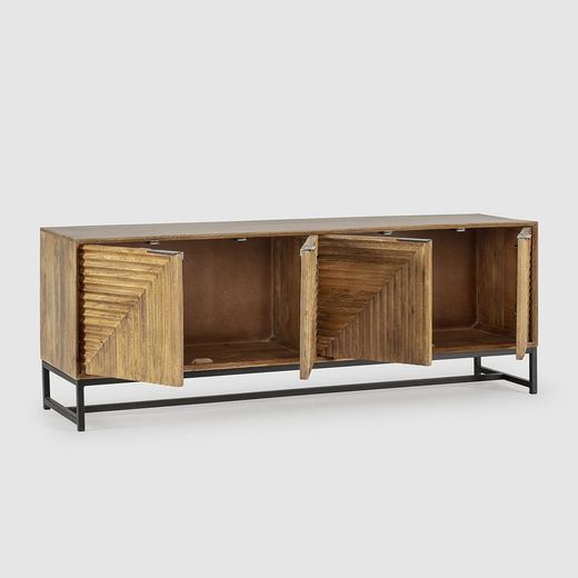 Mueble TV, 160 x 40 x 58 cm, de madera de mango en natural | Colección Nereida