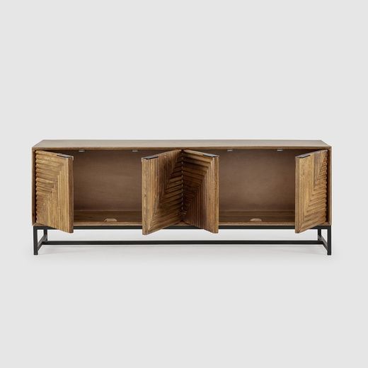 Mueble TV, 160 x 40 x 58 cm, de madera de mango en natural | Colección Nereida