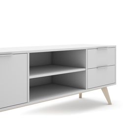 Mobile TV, 180 x 40 x 53 cm, in legno di pino bianco e naturale | Collezione Campus