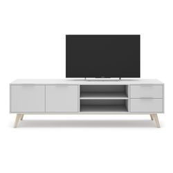 Mobile TV, 180 x 40 x 53 cm, in legno di pino bianco e naturale | Collezione Campus