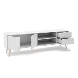 Mobile TV, 180 x 40 x 53 cm, in legno di pino bianco e naturale | Collezione Campus