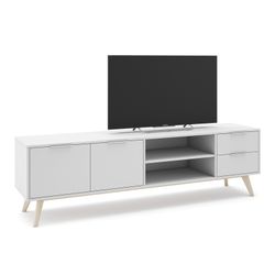 Mobile TV, 180 x 40 x 53 cm, in legno di pino bianco e naturale | Collezione Campus