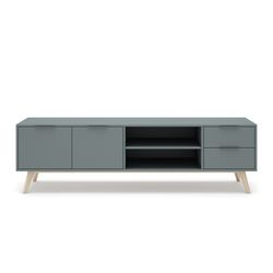 Mueble TV, 180 x 40 x 53 cm, de madera de pino en verde y natural  | Colección Pisco