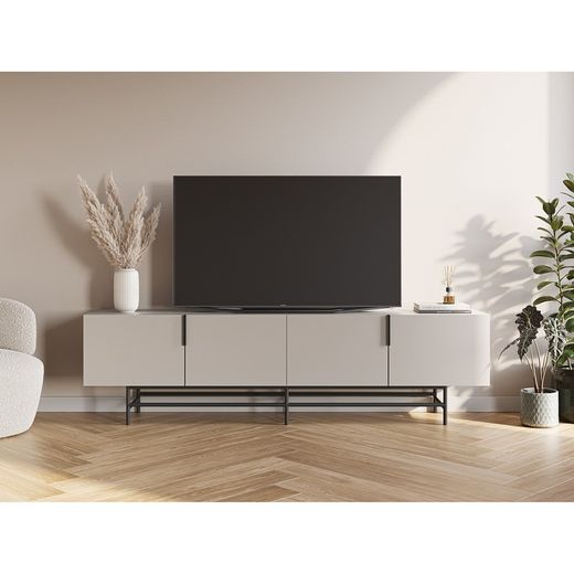 Mobile TV, 200 x 35 x 63,5 cm, in legno colore crema | Collezione Eldia
