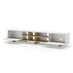 Mobile TV, 230 x 35,6 x 44 cm, in legno bianco e rovere | Collezione Cequoia
