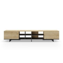 Mobile TV, 230 x 35,6 x 44 cm, in legno con finitura rovere e nero | Collezione Cequoia