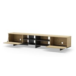 Mobile TV, 230 x 35,6 x 44 cm, in legno con finitura rovere e nero | Collezione Cequoia