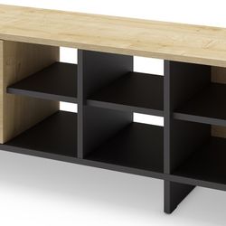 Mobile TV, 230 x 35,6 x 44 cm, in legno con finitura rovere e nero | Collezione Cequoia