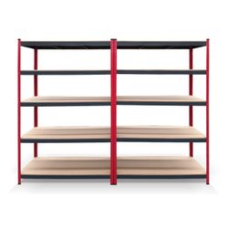 Pack 2 Mensole Metalliche CATTERHOUSE 120x60x180 cm, Acciaio Galvanizzato e MDF, Ripiani Regolabili