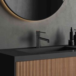 Grifos de Lavabo Monomando K2O Lusso Zen Negro Mate, Aireador y Cartucho Cerámico