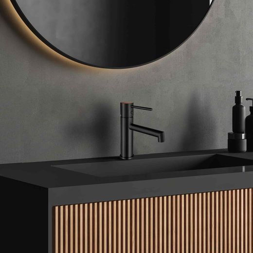 Grifos de Lavabo Monomando K2O Lusso Zen Negro Mate, Aireador y Cartucho Cerámico