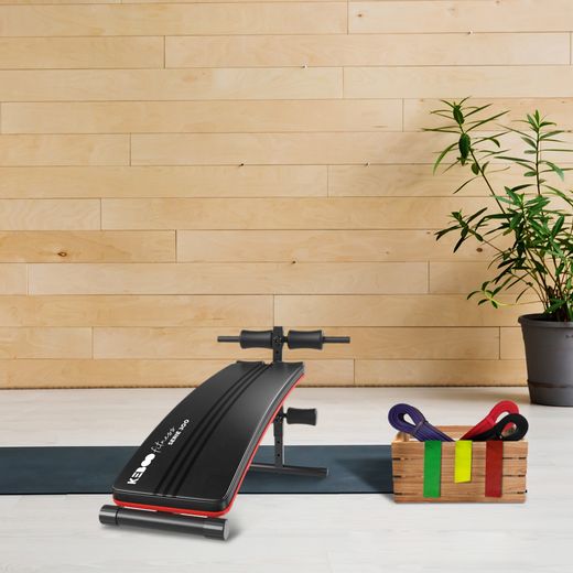 Pack banco de musculación Keboo con 6 bandas elásticas para entrenamiento en casa