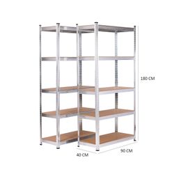 Pack de 2 Estanterías Metálicas Catter House Max Pro 90x40x180 cm - Kit de Almacenaje con 5 Baldas Ajustables, Soporta hasta 875 kg, Ideal para Garaje, Taller o Almacén