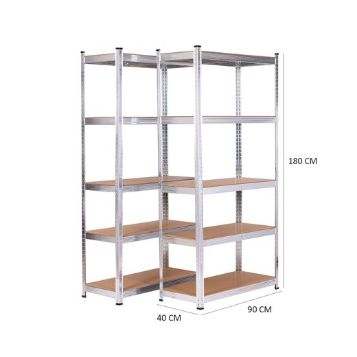 Pack de 2 Estanterías Metálicas Catter House Max Pro 90x40x180 cm - Kit de Almacenaje con 5 Baldas Ajustables, Soporta hasta 875 kg, Ideal para Garaje, Taller o Almacén