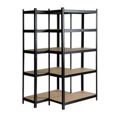 Pack de 2 Estanterías Metálicas CATTERHOUSE Hans Plus 90x40x180 cm - Almacenaje Industrial en Kit, Color Negro, 5 Baldas Ajustables, Soporta hasta 875 kg