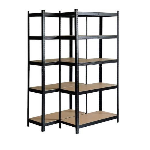 Pack de 2 Estanterías Metálicas CATTERHOUSE Hans Plus 90x40x180 cm - Almacenaje Industrial en Kit, Color Negro, 5 Baldas Ajustables, Soporta hasta 875 kg