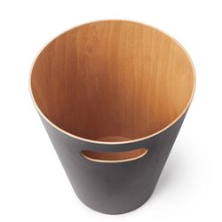 Cestino, 23 x 23 x 28 cm, in legno di faggio grigio scuro e naturale | Collezione Woodrow