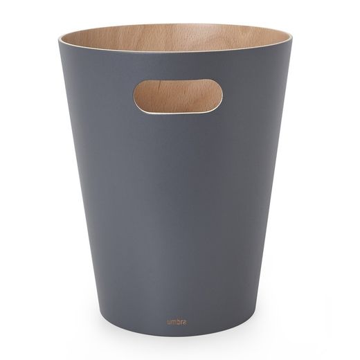 Cestino, 23 x 23 x 28 cm, in legno di faggio grigio scuro e naturale | Collezione Woodrow