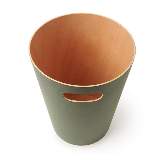 Cestino, 23 x 23 x 28 cm, in legno di faggio verde e naturale | Collezione Woodrow