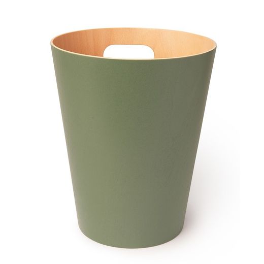 Cestino, 23 x 23 x 28 cm, in legno di faggio verde e naturale | Collezione Woodrow