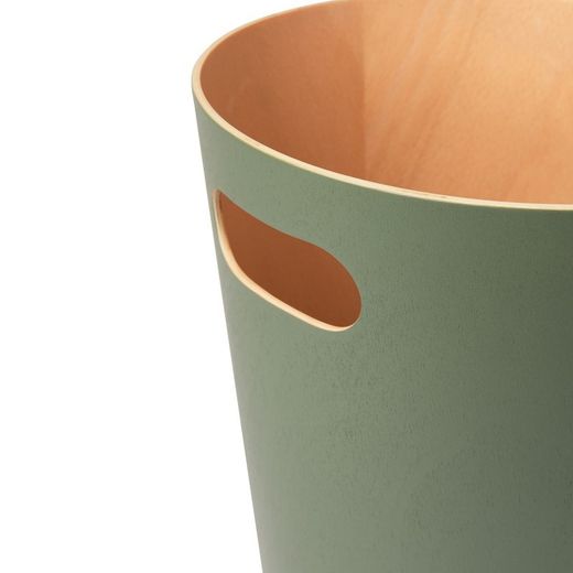 Cestino, 23 x 23 x 28 cm, in legno di faggio verde e naturale | Collezione Woodrow
