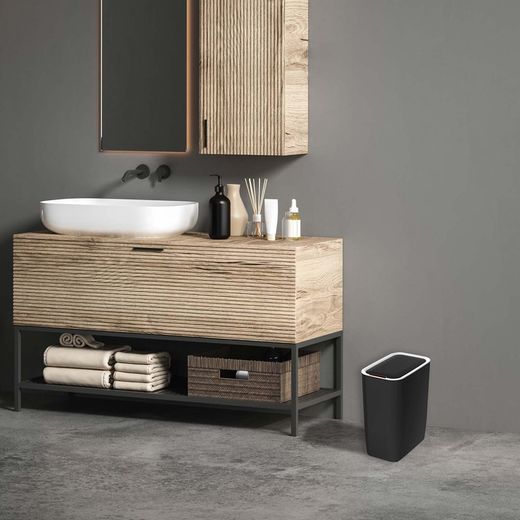 Papelera, 25 x 15,5 x 30 cm, de abs en negro | Colección Cosmos