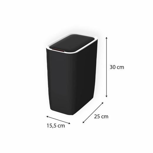Papelera, 25 x 15,5 x 30 cm, de abs en negro | Colección Cosmos