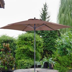 Parasol Octogonal de Aluminio Habitex ø210x210 cm con Mástil ø32 mm | Estructura de 6 Varillas | Color Marrón
