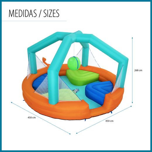 Parc aquatique gonflable Bestway Dodge & Drench 450x450x268 cm avec balle suspendue