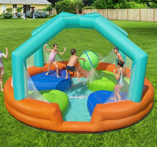 Parc aquatique gonflable Bestway Dodge & Drench 450x450x268 cm avec balle suspendue