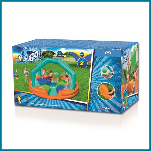 Parc aquatique gonflable Bestway Dodge & Drench 450x450x268 cm avec balle suspendue