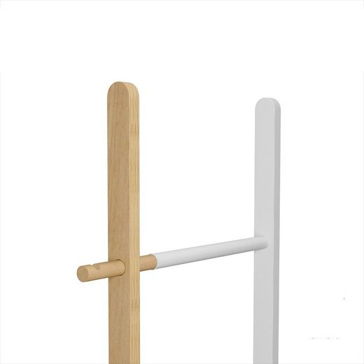 Perchero, 41-61 x 152 cm, de madera en blanco y natural | Colección Hub