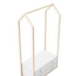 Perchero, 80 x 40 x 170 cm, de madera de pino en blanco y natural  | Colección Esteban