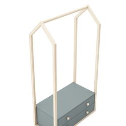 Perchero, 80 x 40 x 170 cm, de madera de pino en verde y natural  | Colección Esteban